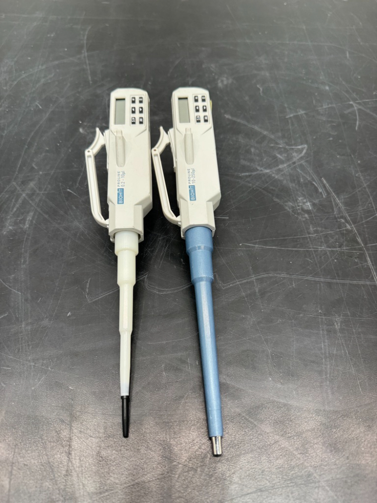 Image of Biohit Proline Electronic Single Channel Pipettes 0.2-10uL 10-250uL Qty 2